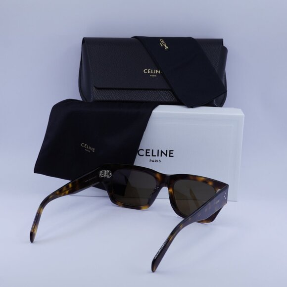 Celine CL40297U 53E Sunglasses Blonde Havana Square Frame, Brown Lenses - Picture 9 of 9